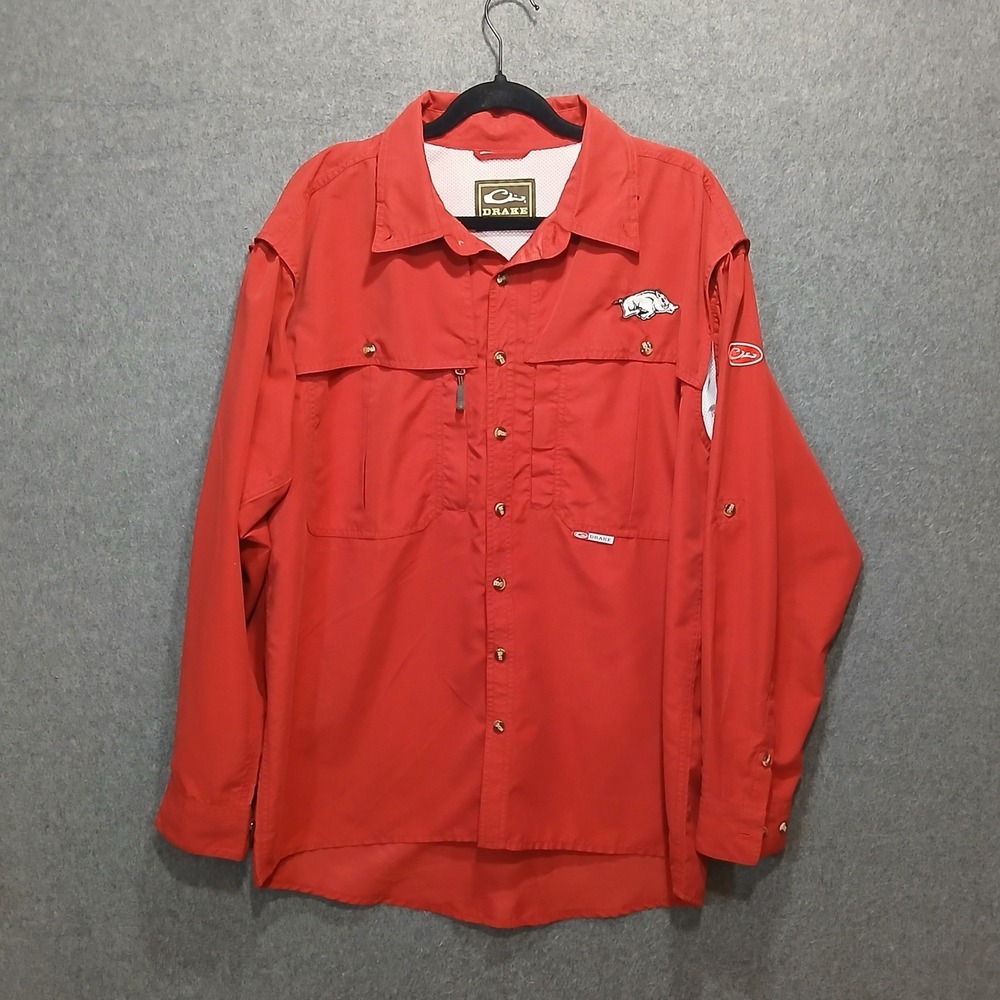 Drake Arkansas Razorback fishing utility vented L shirt college sports